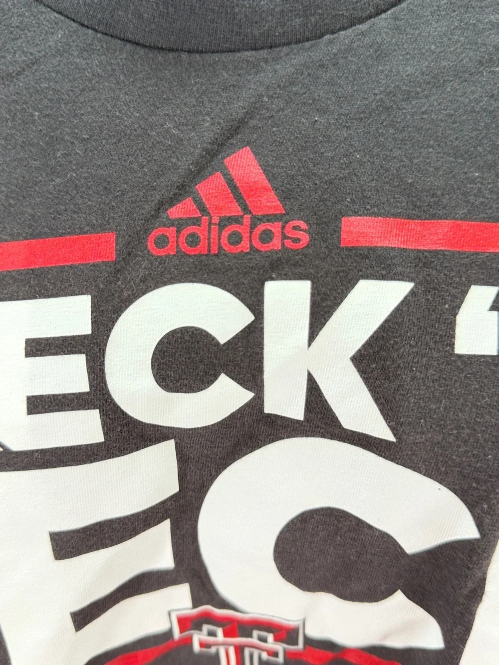 adidas Black Wreck 'Em Tech Graphic Tee with Red Accents